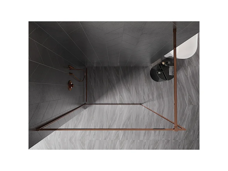 Mexen Kioto-F Walk-in Shower Screen with Frame, 155 x 202 cm, Clear 8 mm, Rose Gold - 800-155-104-60-00