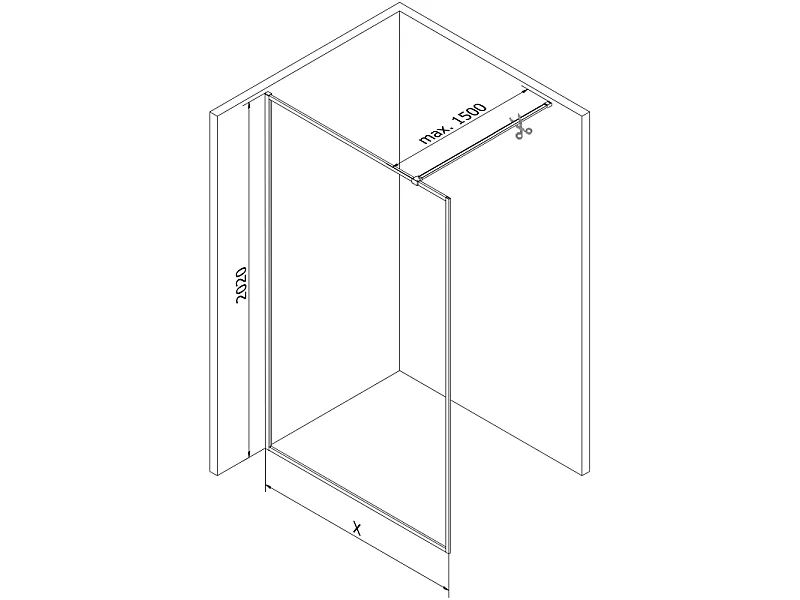 Mexen Kioto-F Walk-in Shower Screen with Frame, 155 x 202 cm, Clear 8 mm, Rose Gold - 800-155-104-60-00