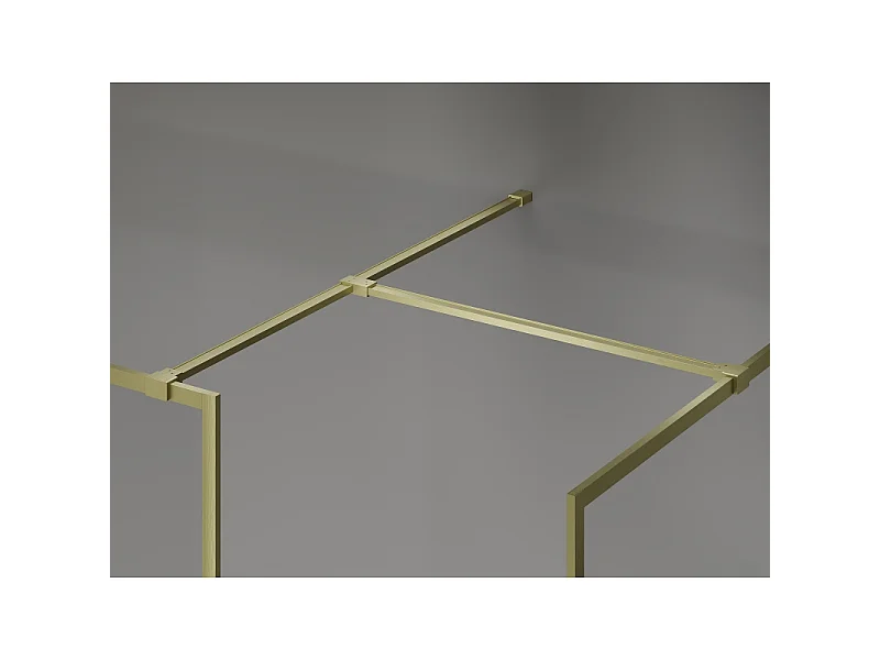 Mexen Kioto-F douchewand Walk-in met frame 140 x 75 cm, transparant 8 mm, goud geborsteld - 800-140-202-04-55-075