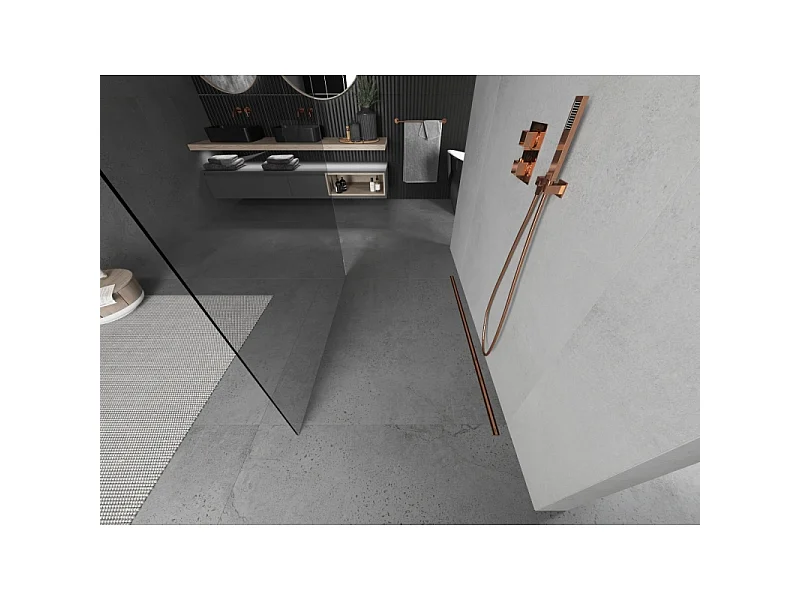Mexen Kioto cloison de douche autoportante 115 x 200 cm, transparent 8 mm, or rose - 800-115-002-60-00