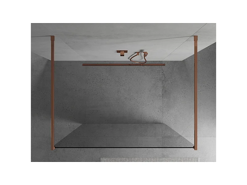 Mexen Kioto cloison de douche autoportante 115 x 200 cm, transparent 8 mm, or rose - 800-115-002-60-00
