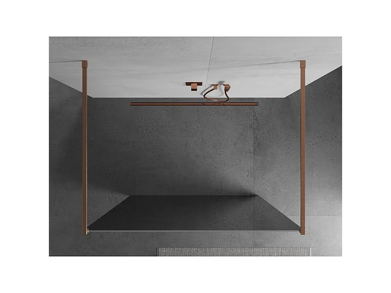 Mexen Kioto paroi de douche autoportante 130 x 200 cm, miroir 8 mm, cuivre brossé - 800-130-002-65-50