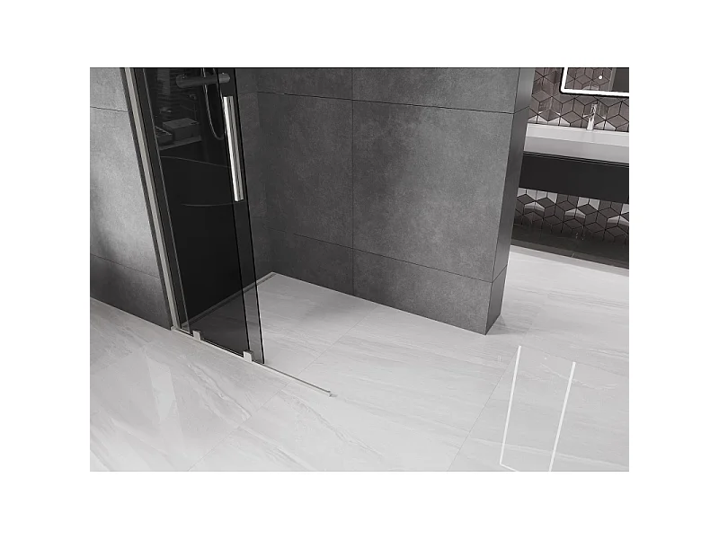 Mexen Velar Walk-in Shower Wall 100 x 200 cm, Graphite 8 mm, Brushed Nickel - 871-100-000-43-97