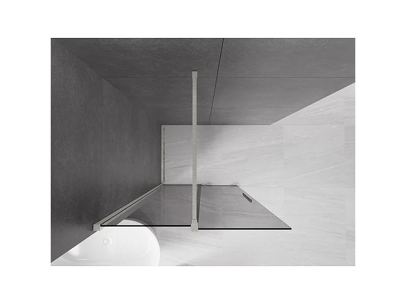 Mexen Velar Walk-in Shower Wall 100 x 200 cm, Graphite 8 mm, Brushed Nickel - 871-100-000-43-97