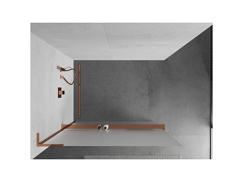 Mexen Kioto+ L douchewand met plank Walk-in 120 x 200 cm, matglas, roze goud - 800-120-123-60-30