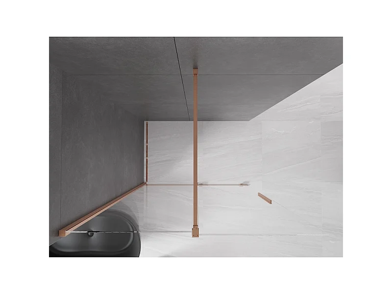 Mexen Velar paroi de douche coulissante Walk-in 150 x 200 cm, transparente 8 mm, cuivre brossé - 871-150-000-03-65