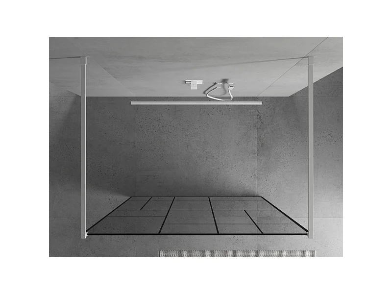 Mexen Kioto fritstående brusevæg 140 x 200 cm, sort mønster 8 mm, hvid - 800-140-002-20-78