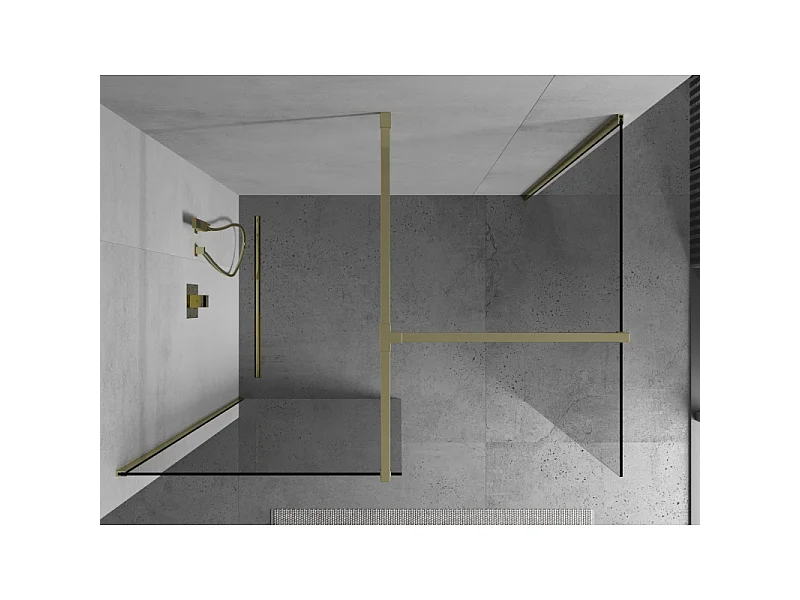 Mexen Kioto Duschwand Walk-in 130 x 75 cm, transparent, gold - 800-130-202-50-00-075