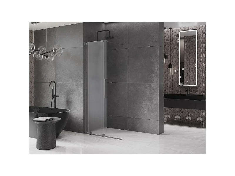 Mexen Velar Walk-in Shower Screen 100 x 200 cm, Frosted 8 mm, Brushed Gun Gray - 871-100-000-33-66
