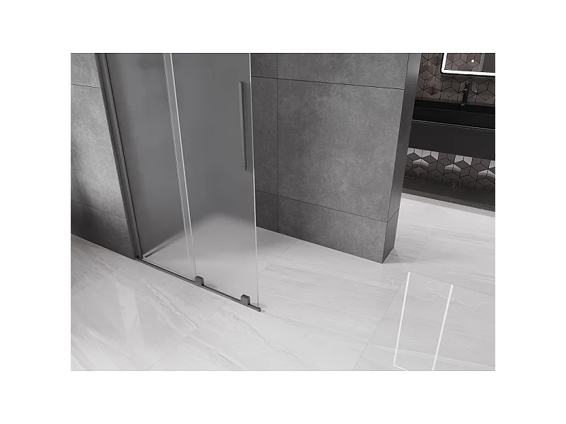 Mexen Velar Walk-in Shower Screen 100 x 200 cm, Frosted 8 mm, Brushed Gun Gray - 871-100-000-33-66
