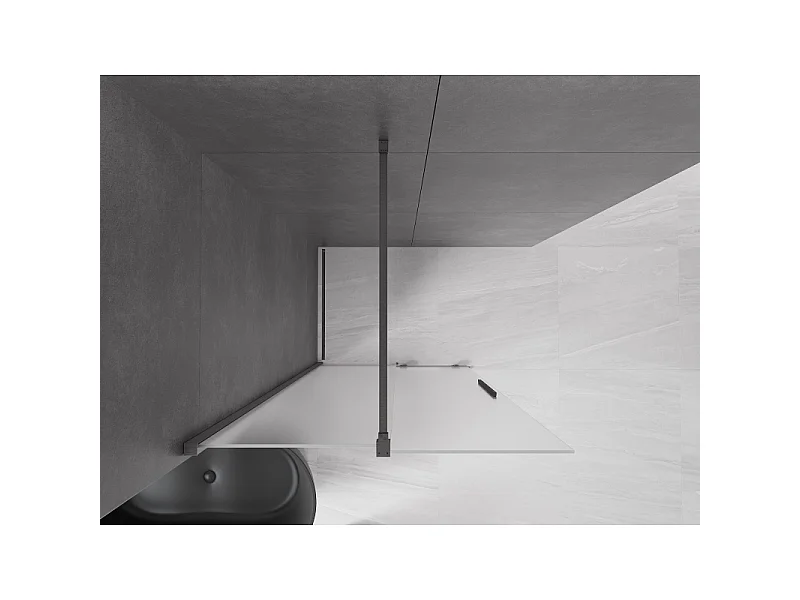 Mexen Velar Walk-in Shower Screen 100 x 200 cm, Frosted 8 mm, Brushed Gun Gray - 871-100-000-33-66