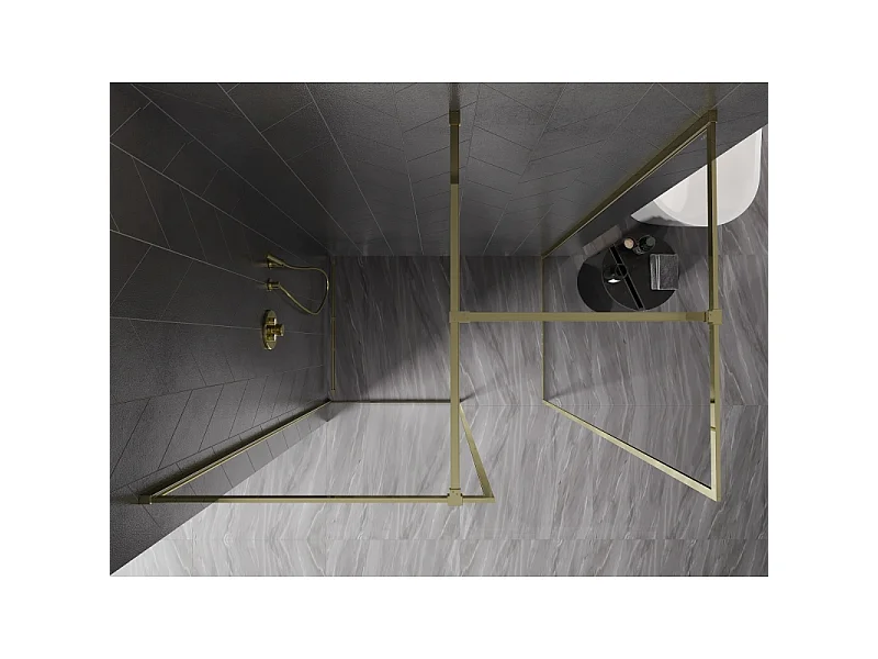 Mexen Kioto-F Douchewand Walk-in met frame 180 x 105 cm, transparant 8 mm, goudkleurig - 800-180-202-04-50-105