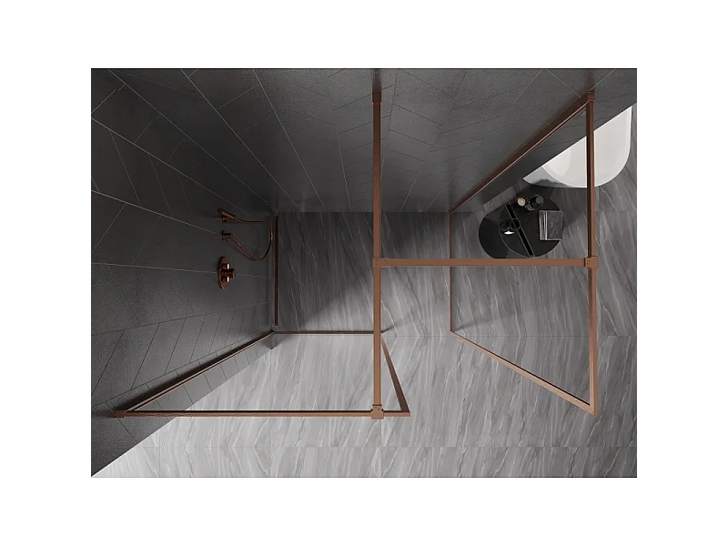 Mexen Kioto-F painel de duche Walk-in com moldura 180 x 110 cm, transparente 8 mm, cobre escovado - 800-180-202-04-65-110