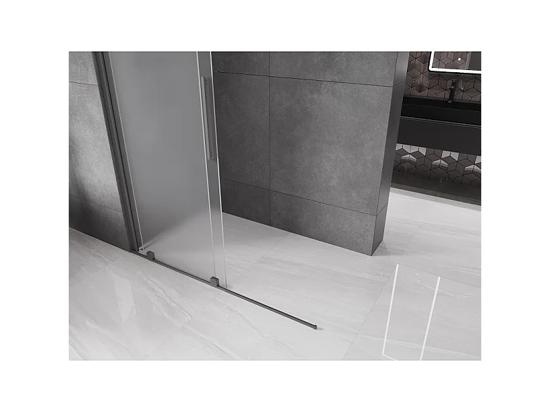 Mexen Velar Walk-in Shower Screen 140 x 200 cm, Frosted 8 mm, Gun Metal - 871-140-000-33-95