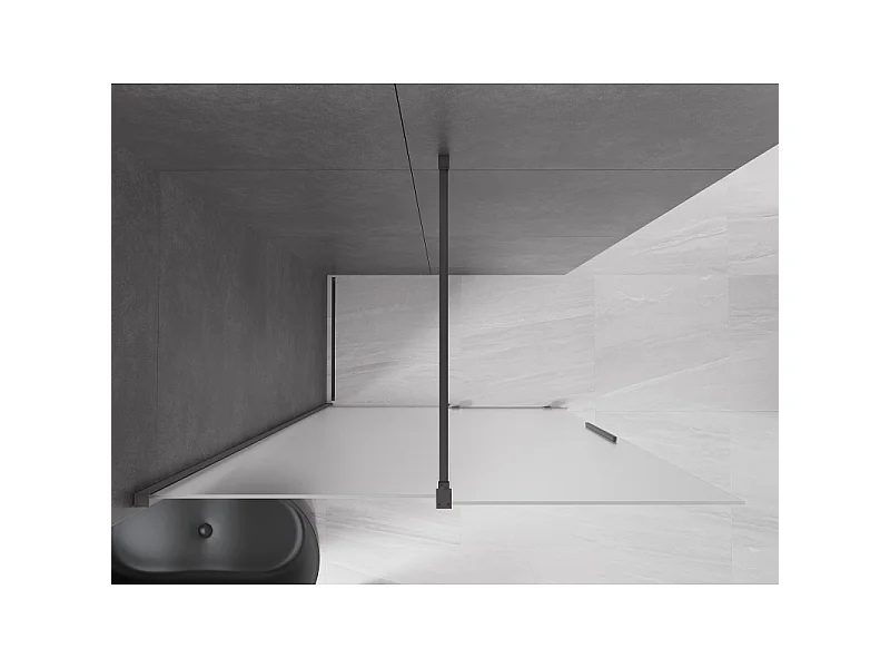 Mexen Velar Walk-in Shower Screen 140 x 200 cm, Frosted 8 mm, Gun Metal - 871-140-000-33-95