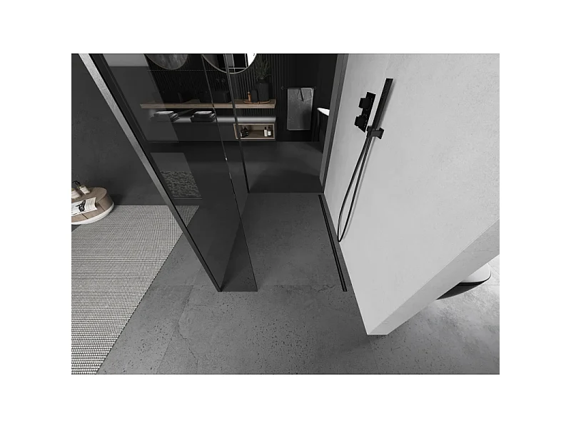 Mexen Kioto douchewand Walk-in 130 x 95 x 40 cm, transparant, geborsteld geweergrijs - 800-130-095-221-66-00-040