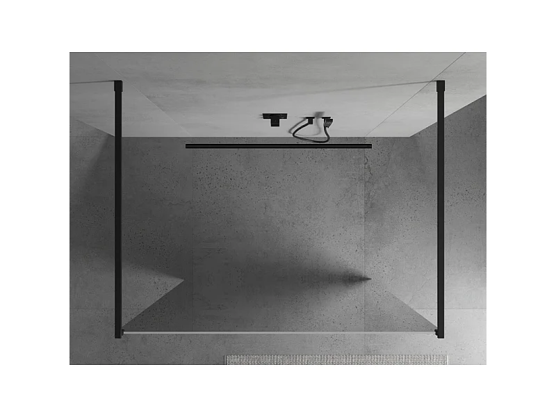 Mexen Kioto paroi de douche autoportante 110 x 200 cm, miroir 8 mm, noire - 800-110-002-70-50