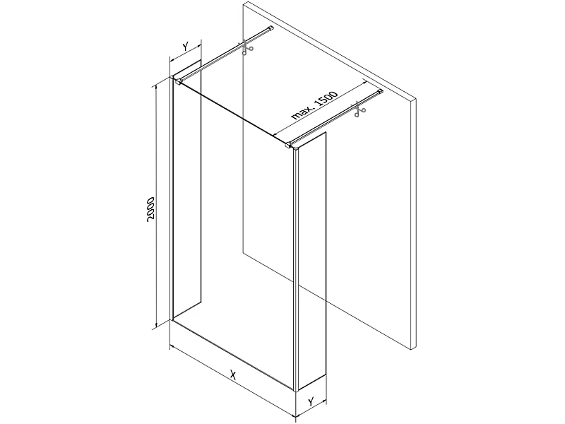 Mexen Kioto vrijstaande douchewand 130 x 30 x 30 cm, transparant, chroom - 800-130-030-222-01-00-030