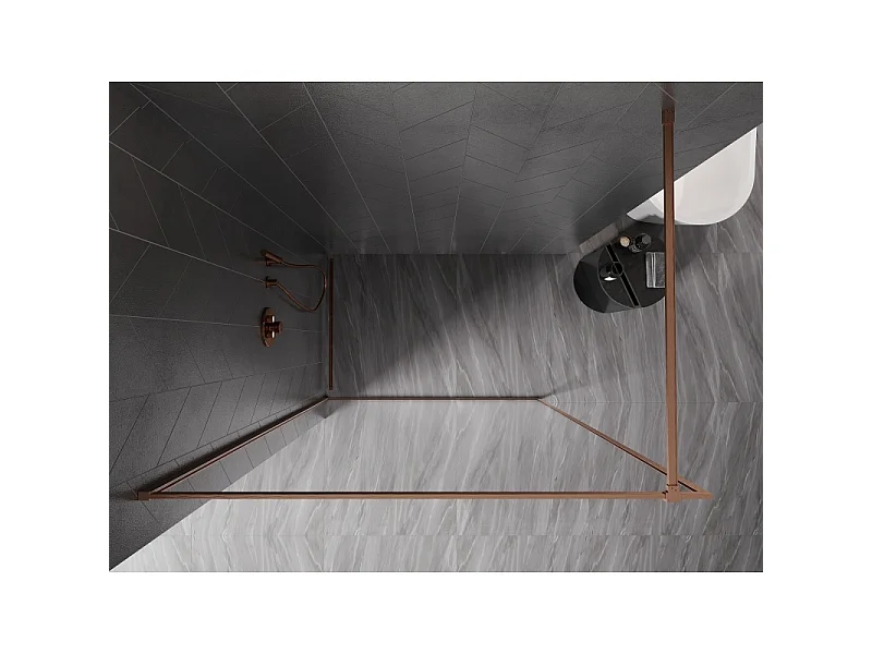 Mexen Kioto-F parete doccia Walk-in con cornice 145 x 202 cm, trasparente 8 mm, rame spazzolato - 800-145-104-65-00