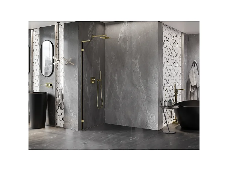 Mexen Lunar L paroi de douche Walk-in gauche 50 x 200 cm, transparent 8 mm, doré - 830L-050-000-50-00-L