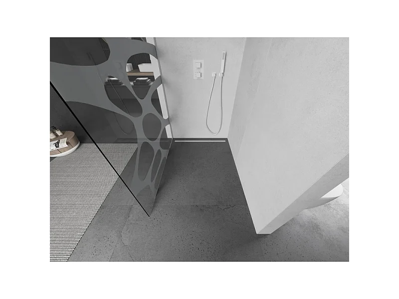 Mexen Kioto L paroi de douche Walk-in 90 x 200 cm, vague blanche, blanc - 800-090-103-20-97