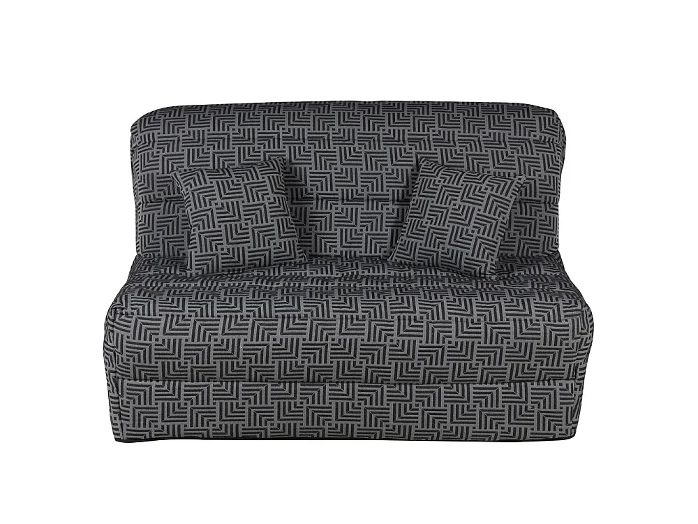 Canapé convertible BZ pin massif sculpté 160 x 200 cm Santorini noir et gris