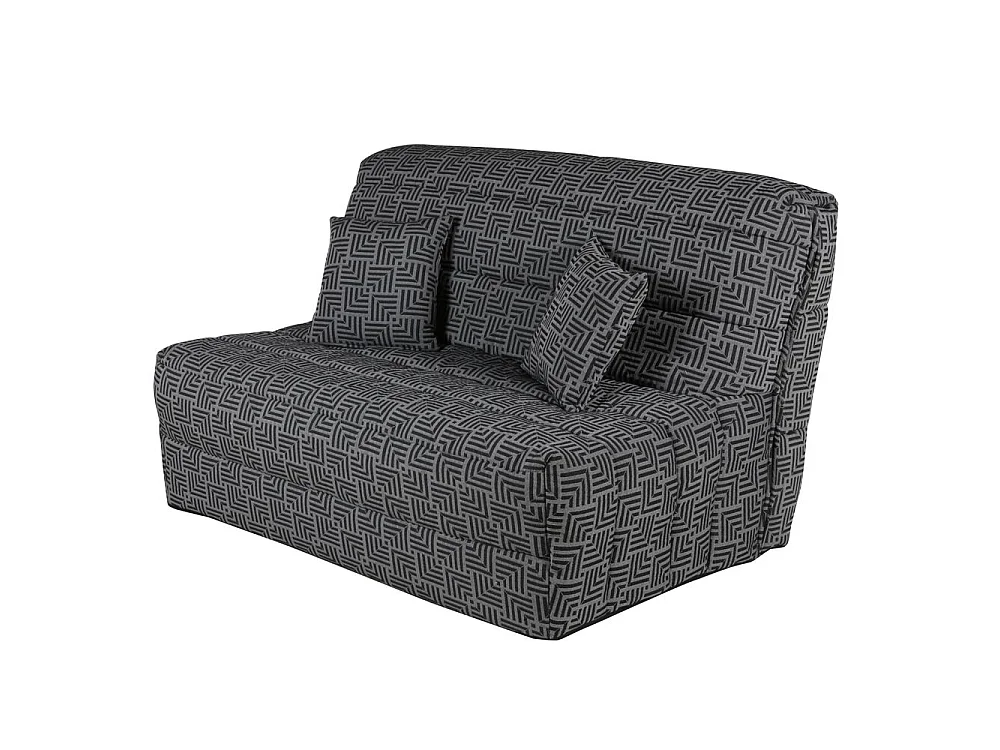 Canapé convertible BZ pin massif sculpté 160 x 200 cm Santorini noir et gris