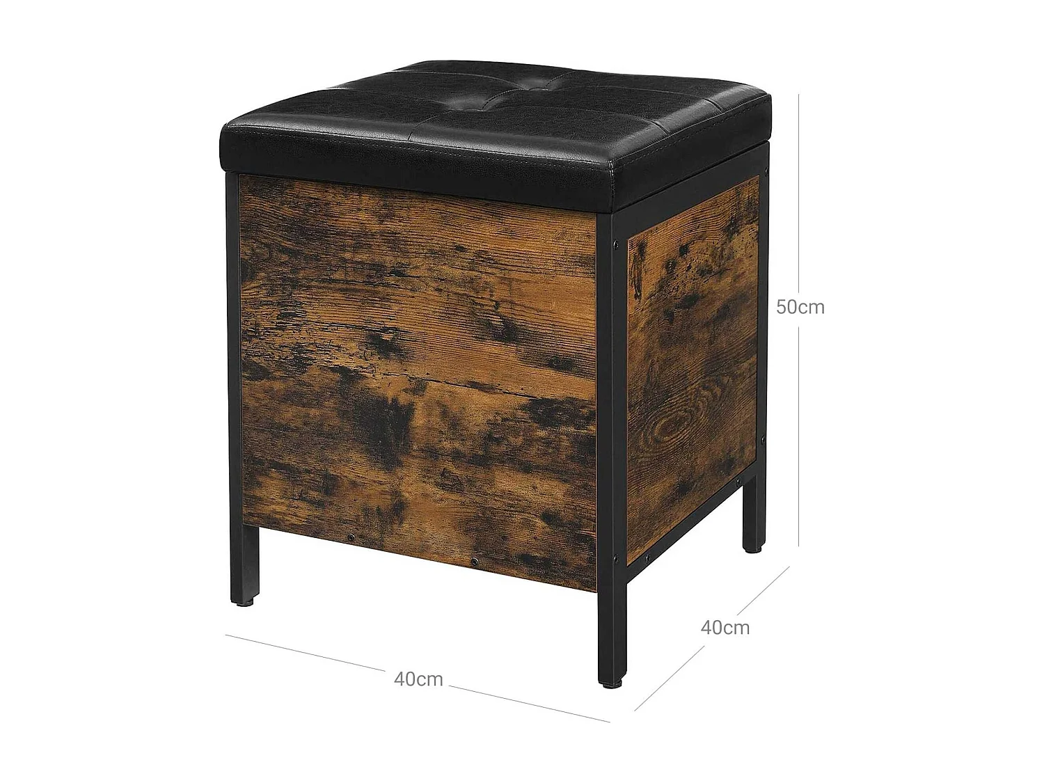 Tabouret banc avec coffre marron 40 x 40 x 50 cm 12_0002772