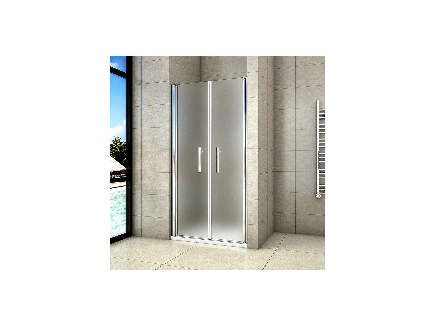 Porte de douche battante 75x185cm porte de douche en verre satiné avec anti-déflagrant et anticalcaire