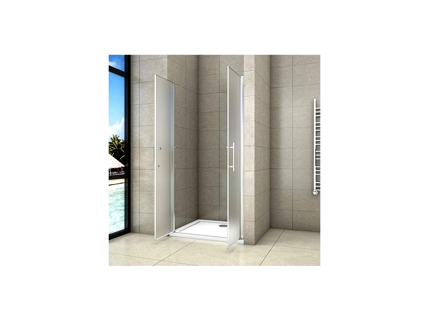 Porte de douche battante 90x185cm porte de douche en verre satiné avec anti-déflagrant et anticalcaire