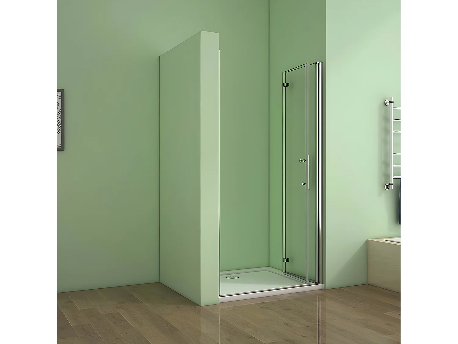 Porte de douche pivotante et pliante porte de douche 110x195cm en 6mm verre trempé anticalcaire