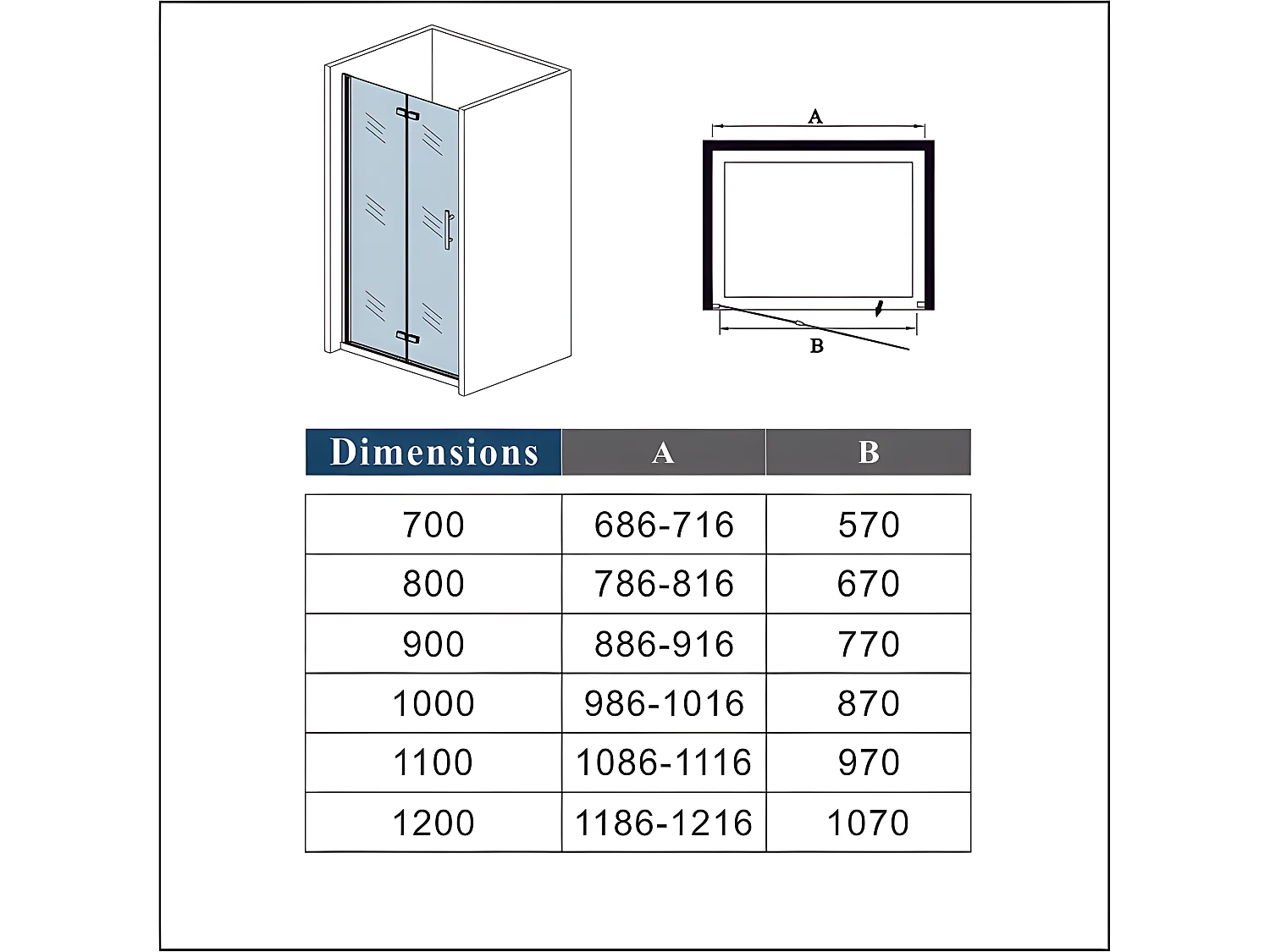 Porte de douche pivotante et pliante porte de douche 110x195cm en 6mm verre trempé anticalcaire