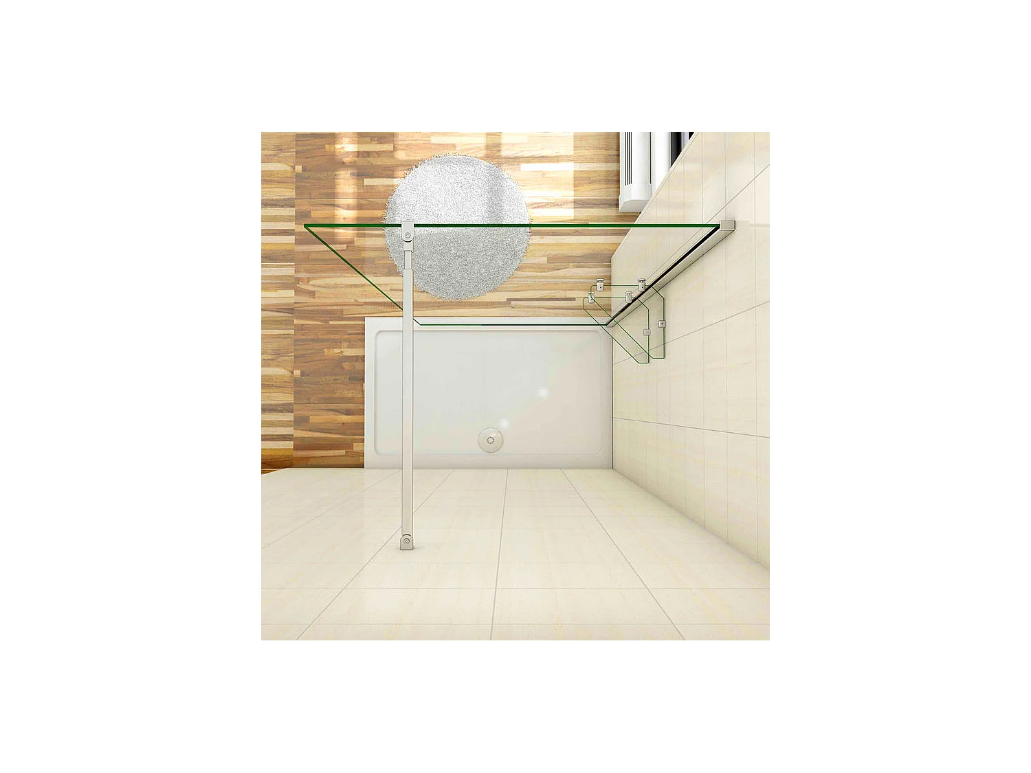 Paroi de douche à l'italienne 100x190cm avec étagères et barre de fixation 73-120cm en carré, en 8mm verre anticalcaire