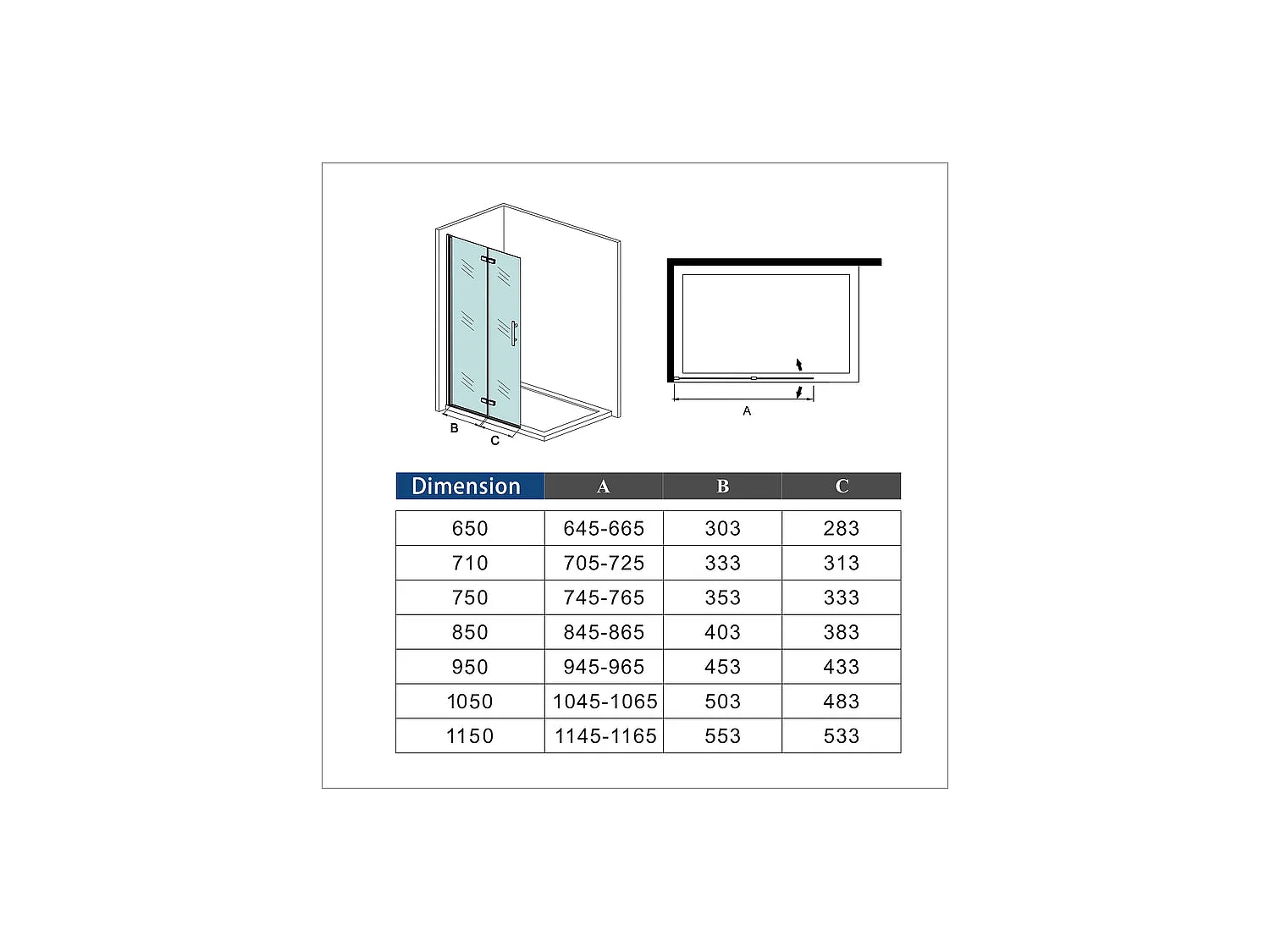 Paroi de douche pivotante 85x195cm paroi de douche à l'italienne pliante en verre 6mm anticalcaire, avec poignée en inox