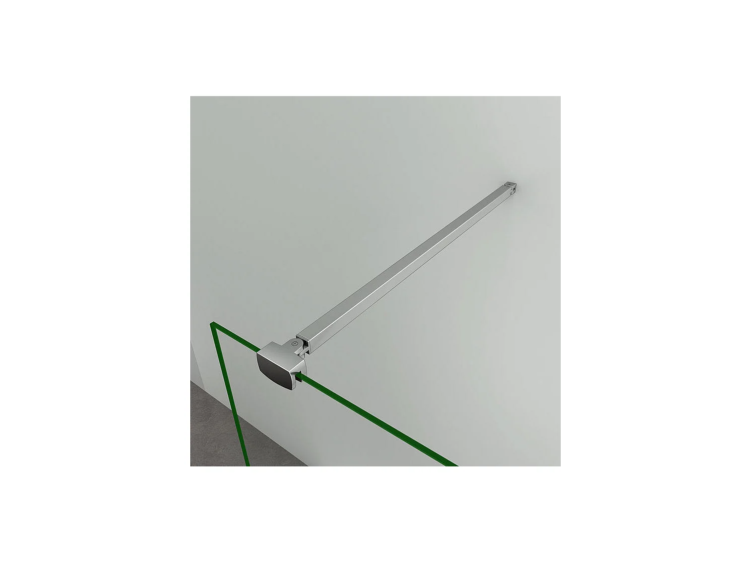 Paroi de douche à l'italienne 150x200cm avec barre de fixation 90cm avec grande pince - Chromé - Verre 8mm trempé transparent