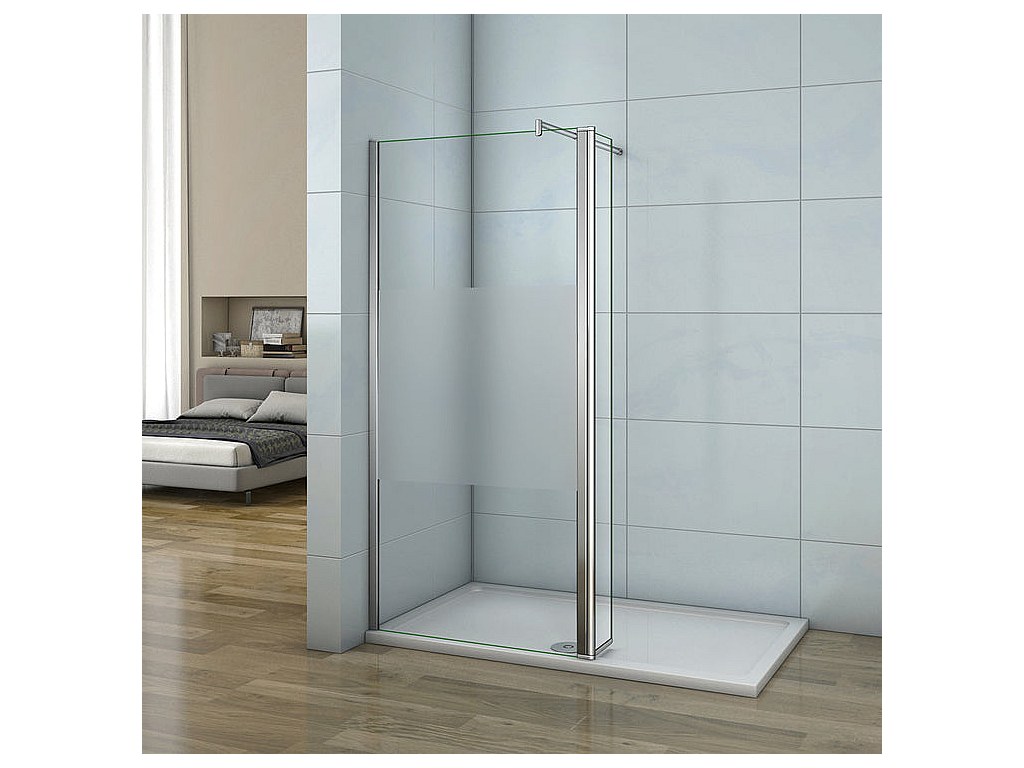 Paroi de douche à l'italienne 100+40x200cm avec barre de fixation 70