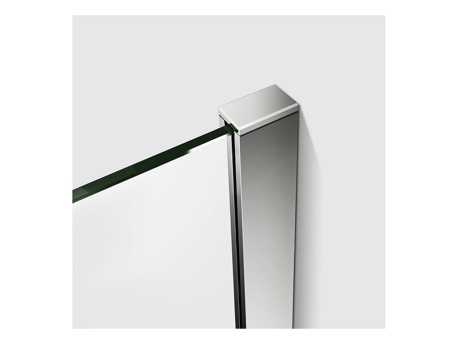 Paroi de douche à l'italienne 140x200cm avec barre de fixation 140cm en carré, en 8mm verre bande centrale dépolie