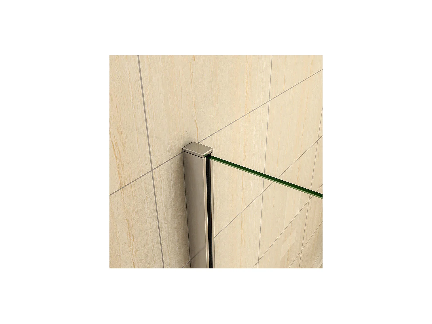 Paroi de douche à l'italienne 140x190cm avec étagères et barre de fixation 140cm en carré, en 8mm verre anticalcaire