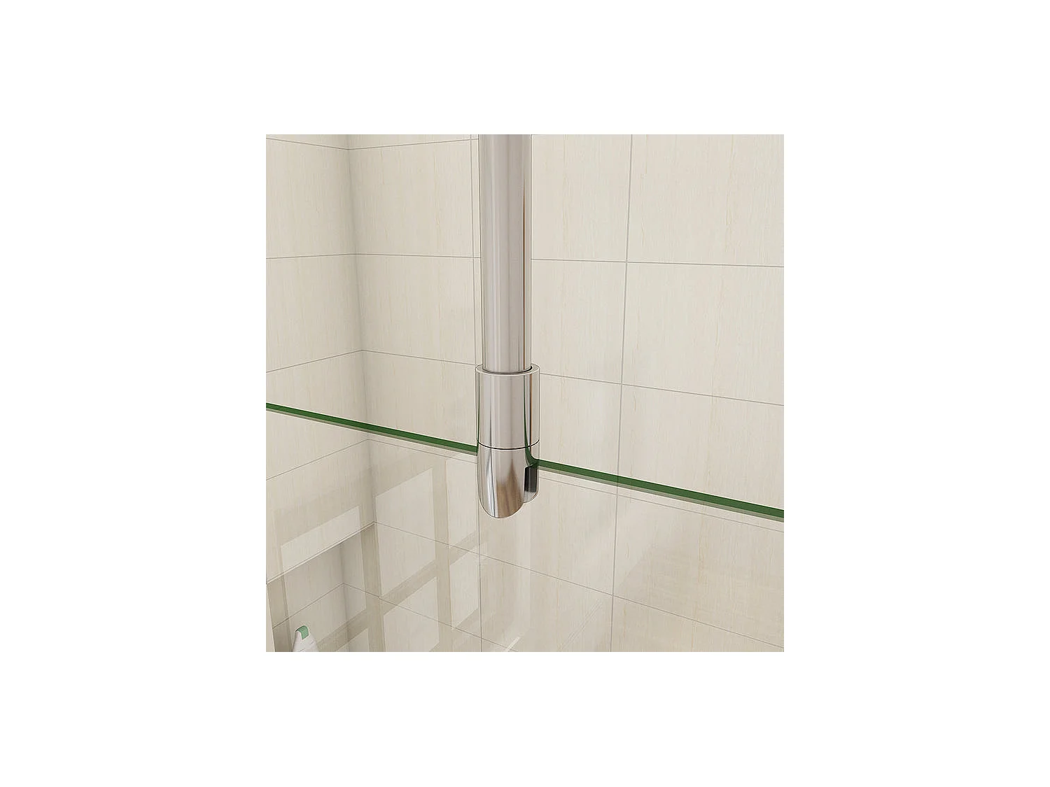 Paroi de douche à l'italienne 50x200cm avec barre de fixation au plafond 90-150cm - Chromé - Verre 8mm trempé transparent
