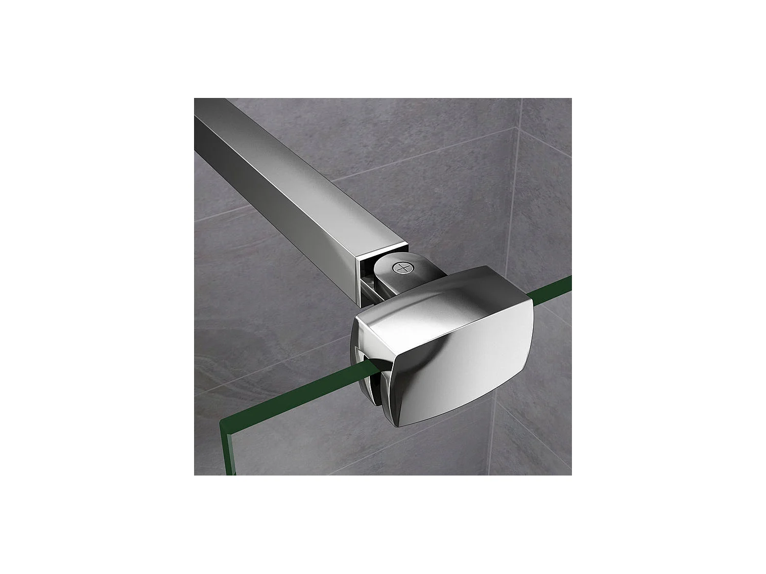 Paroi de douche à l'italienne 100x200cm avec barre de fixation 90cm pince renforcée, en 8mm verre bande centrale dépolie