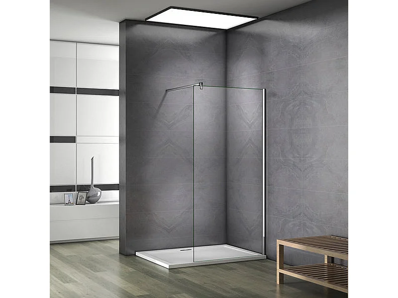 Italiaanse stijl vaste douchewand 160x200cm-10mm gehard anti schuurglas met 140cm vierkante bevestigingsstaf