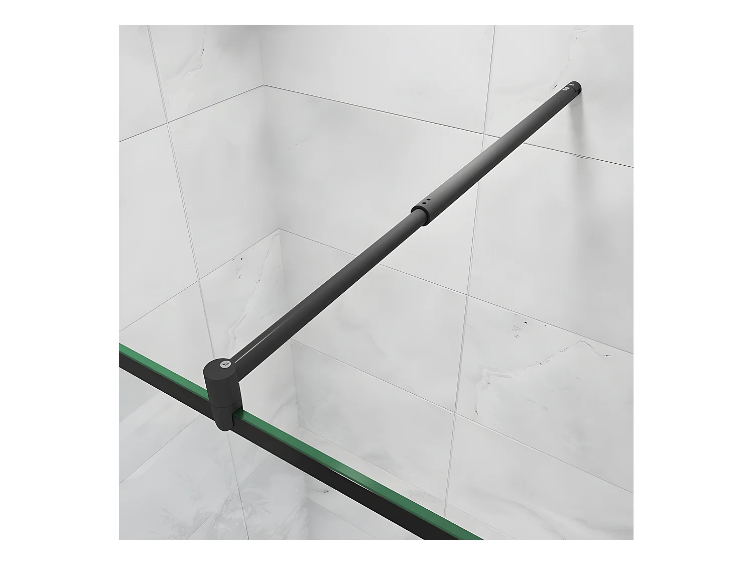 Paroi de douche 120x200cm fixe à l'italienne avec barre de fixation noire 70-120cm extensible, en 8mm verre anticalcaire style moderne