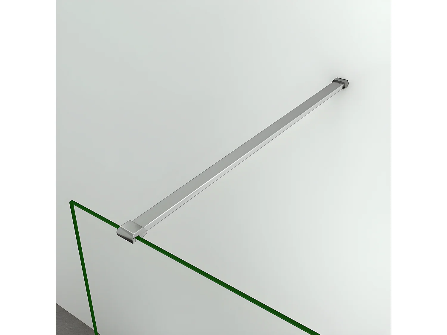 Paroi de douche à l'italienne 90x200cm avec barre de fixation 90cm recoupable - Chromé - Verre 8mm trempé transparent