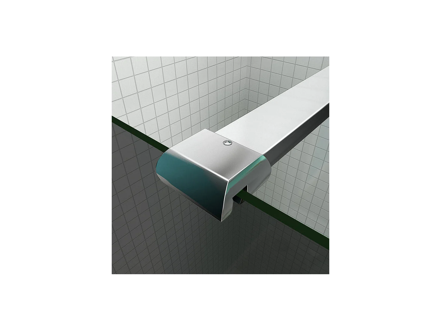 Grijs douchewand 100x200cm Italiaanse stijl, met 140cm opvouwbare bevestigingsstaf, 8mm gehard glas anti scaling