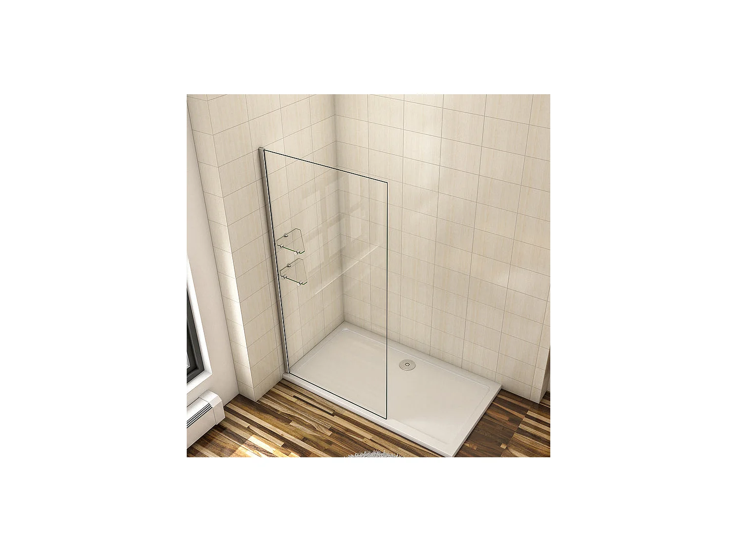 Paroi de douche à l'italienne 120x190cm en 8mm verre anticalcaire, avec 2 étagères en verre securit