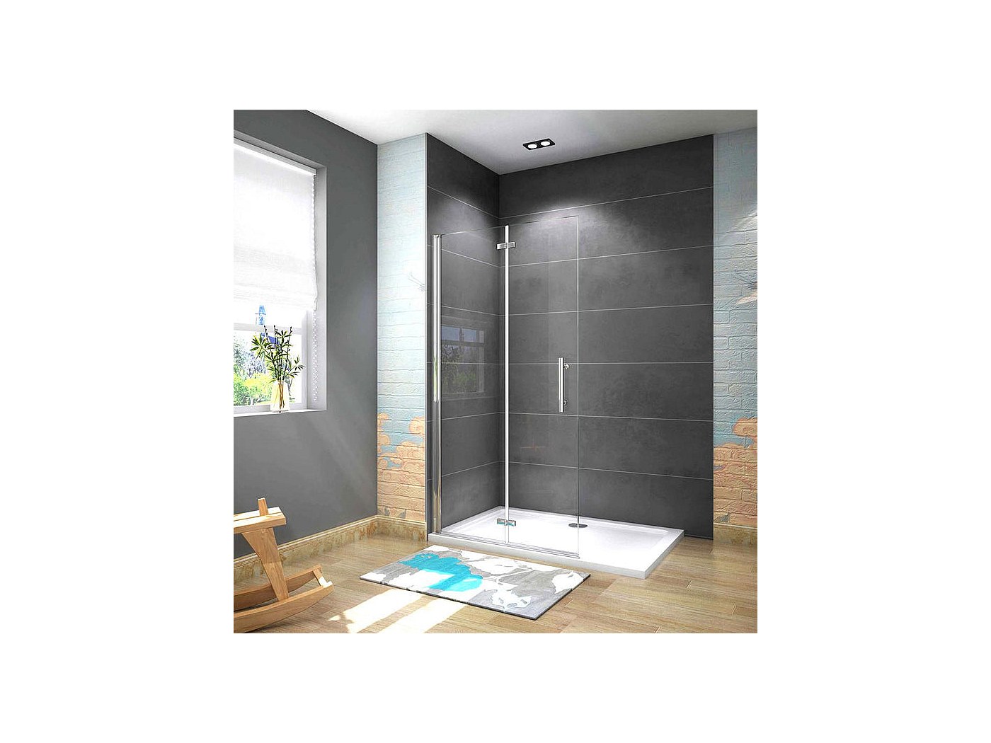 Paroi de douche pivotante 71x185cm paroi de douche à l'italienne