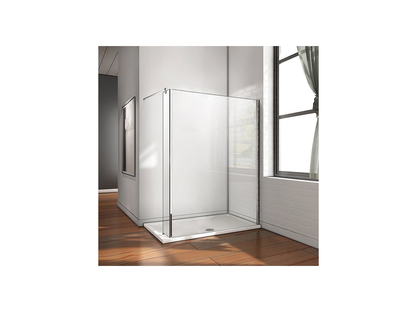 Paroi de douche avec retour pivotant fixé 150+25x200cm avec barre de