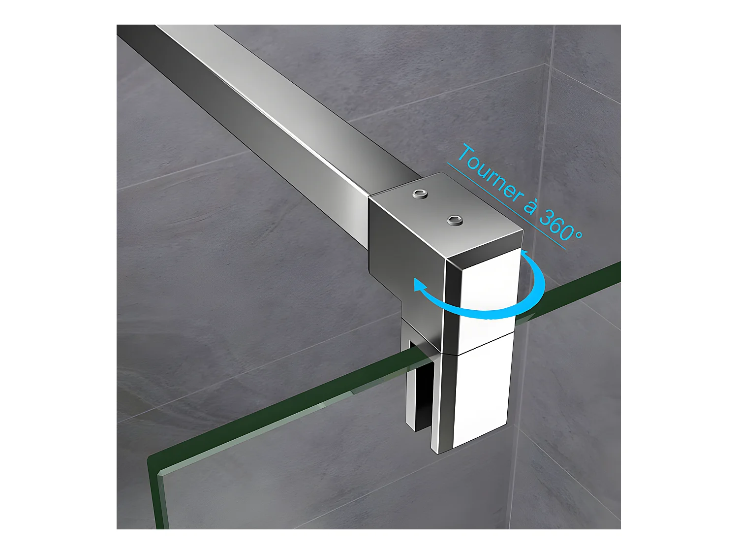 Paroi de douche fixe à l'italienne 140x200cm - 10mm verre trempé anticalcaire - Avec barre de fixation 140cm en carré