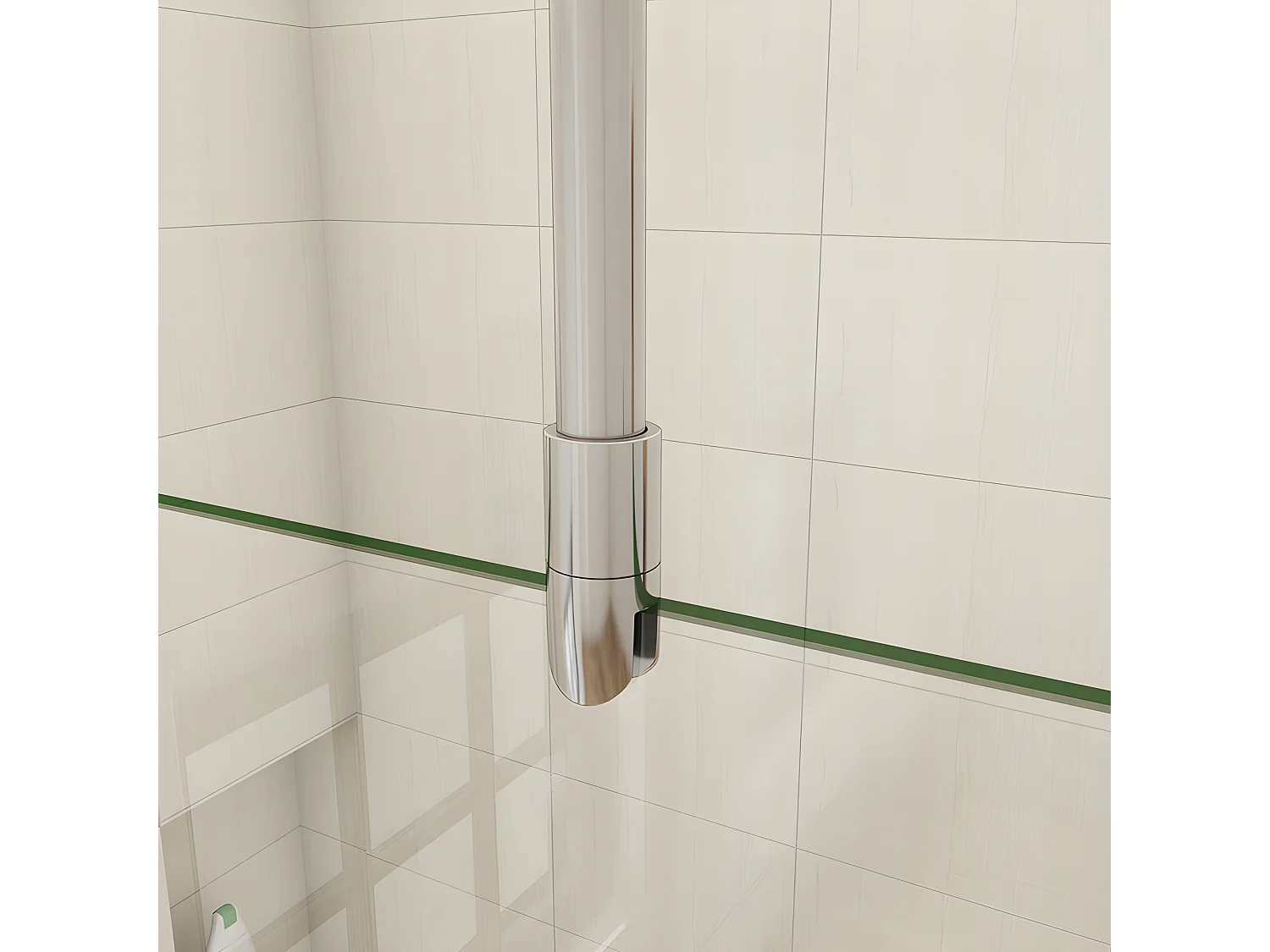 Paroi de douche à l'italienne 30x200cm avec barre de fixation au plafond 90-150cm - Chromé - Verre 8mm trempé transparent