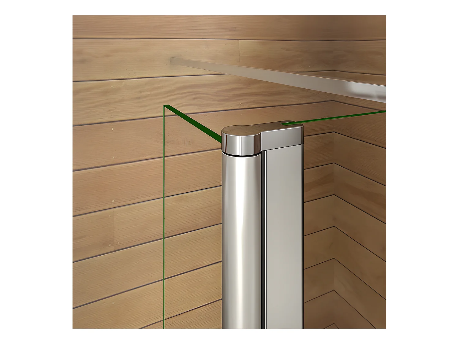 Paroi de douche à l'italienne verre dépoli au centre 110+40x200cm avec retour pivotant, avec barre de fixation 90cm en carré